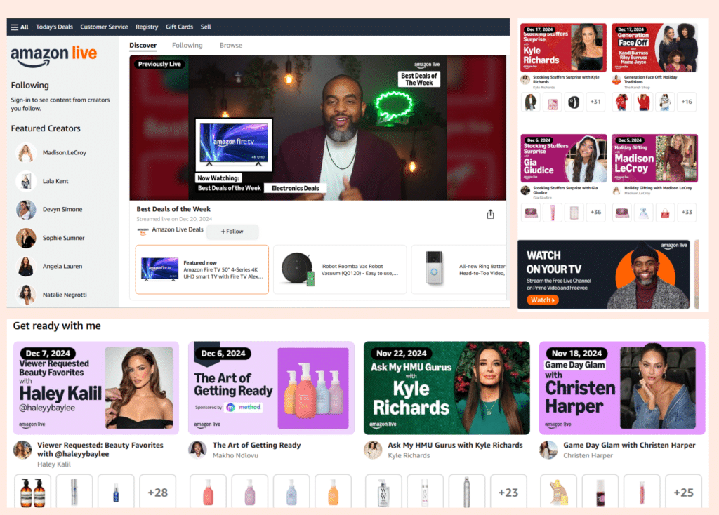 Amazon Live and QVC-style Streams